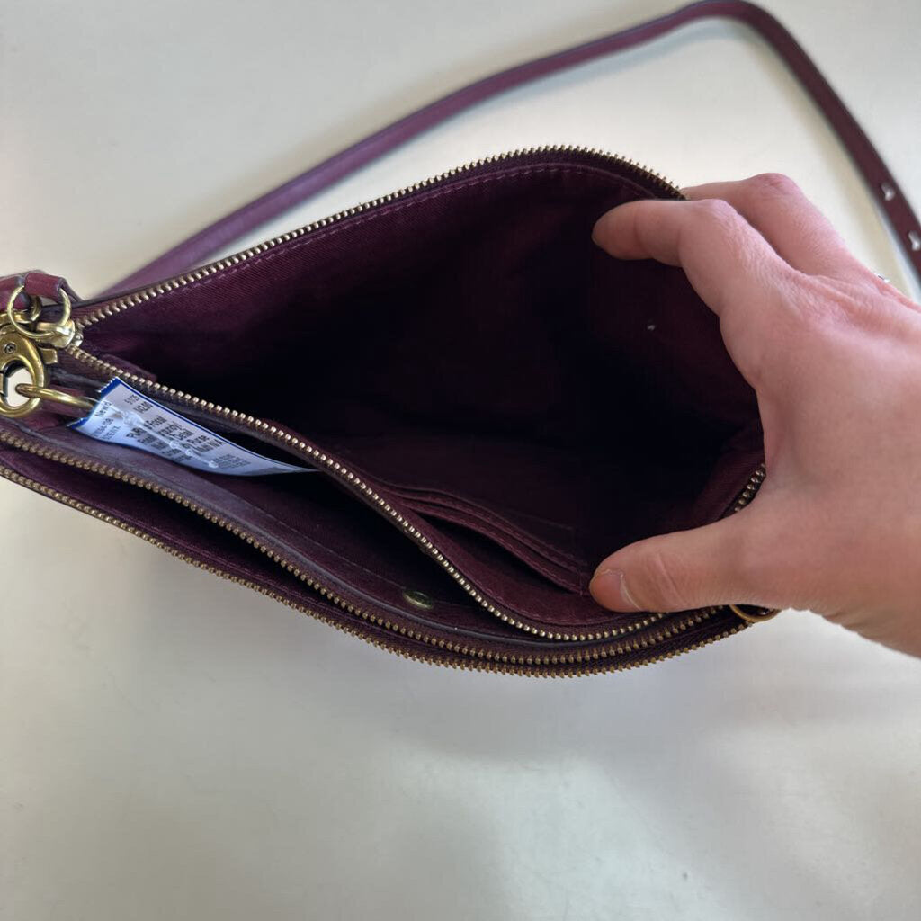 Fossil Burgundy/ Multi Dot Detail Crossbody Purse