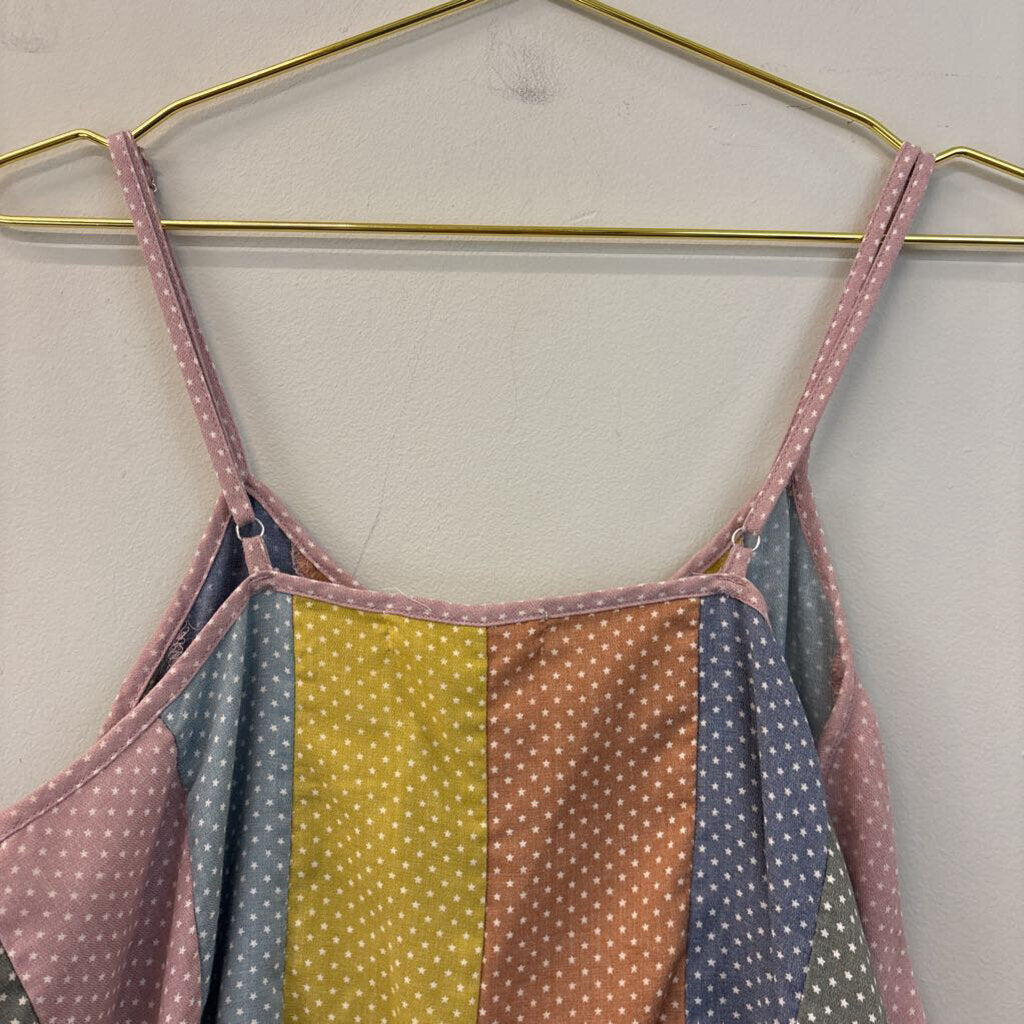 Molly Green Multi Color Striped Star Print Romper Medium