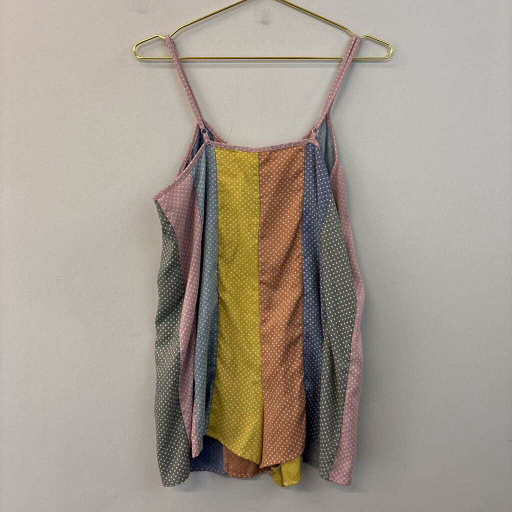 Molly Green Multi Color Striped Star Print Romper Medium