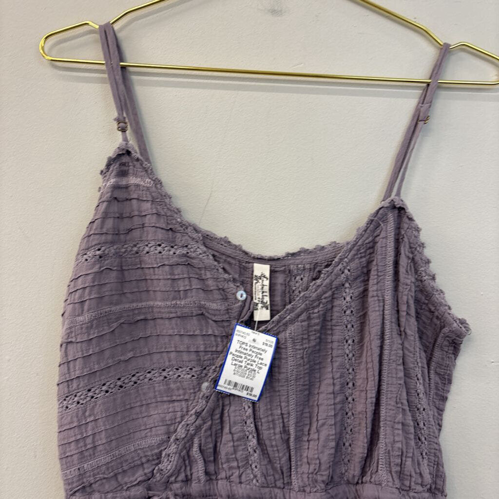 Intimately Free People Purple Lace Detail Tank Top Large