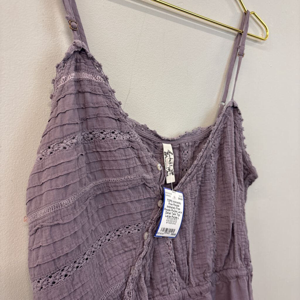 Intimately Free People Purple Lace Detail Tank Top Large