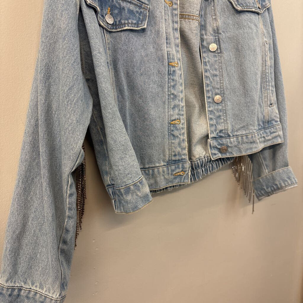 We The Free Light Comet Fringe Jean Jacket Medium