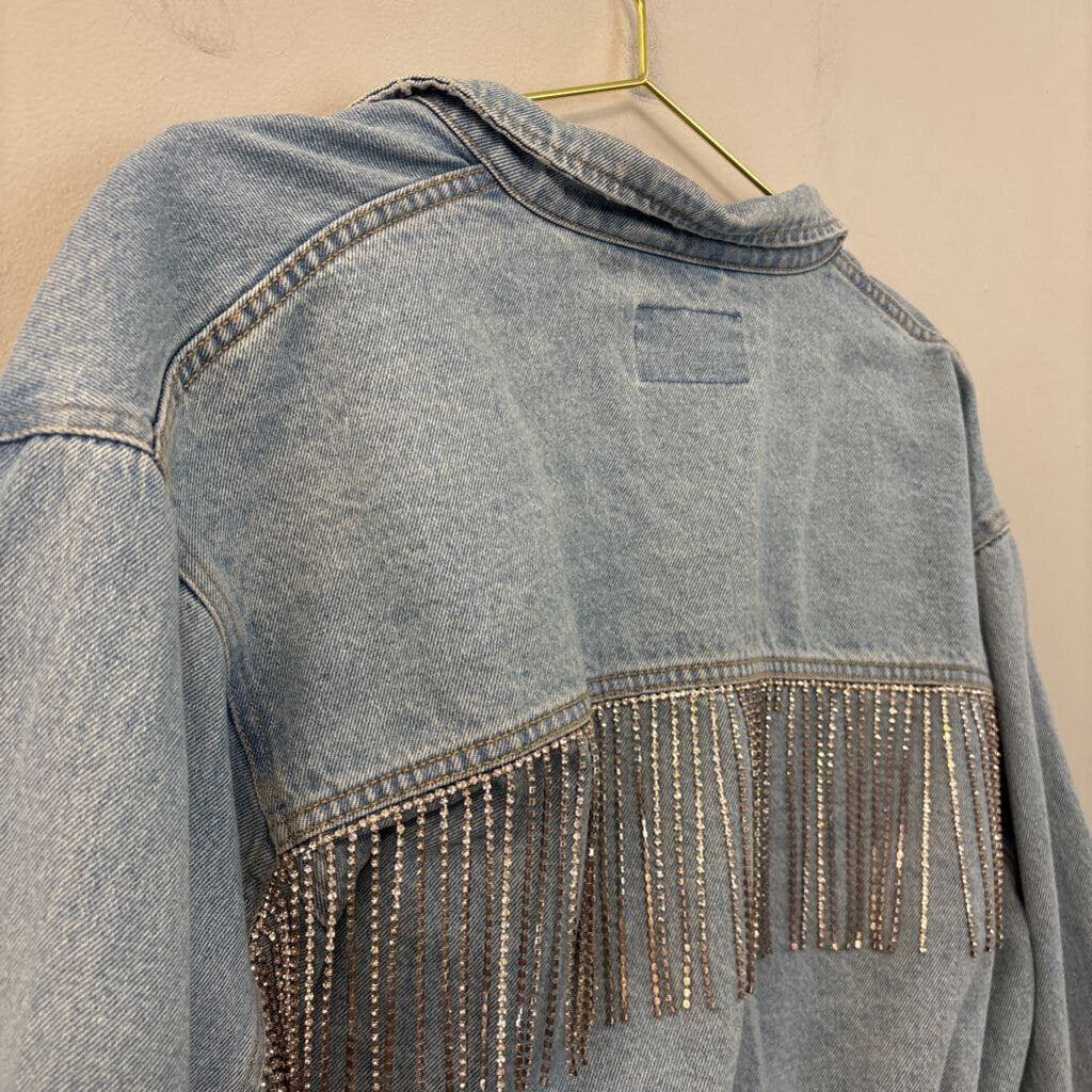 We The Free Light Comet Fringe Jean Jacket Medium