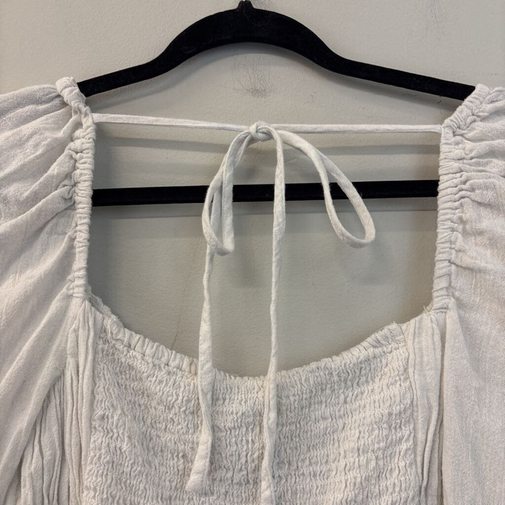Free People White Long Sleeve Crop Top Medium