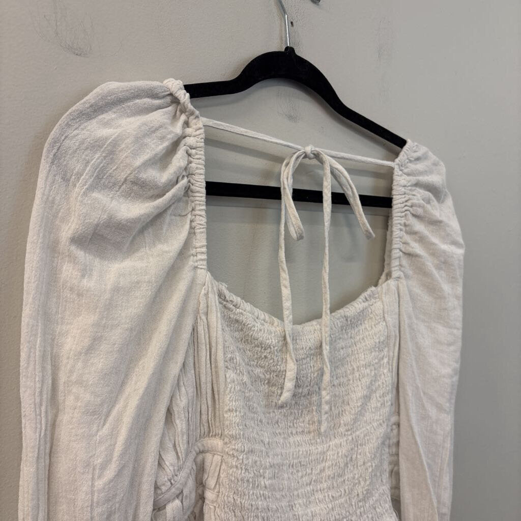 Free People White Long Sleeve Crop Top Medium