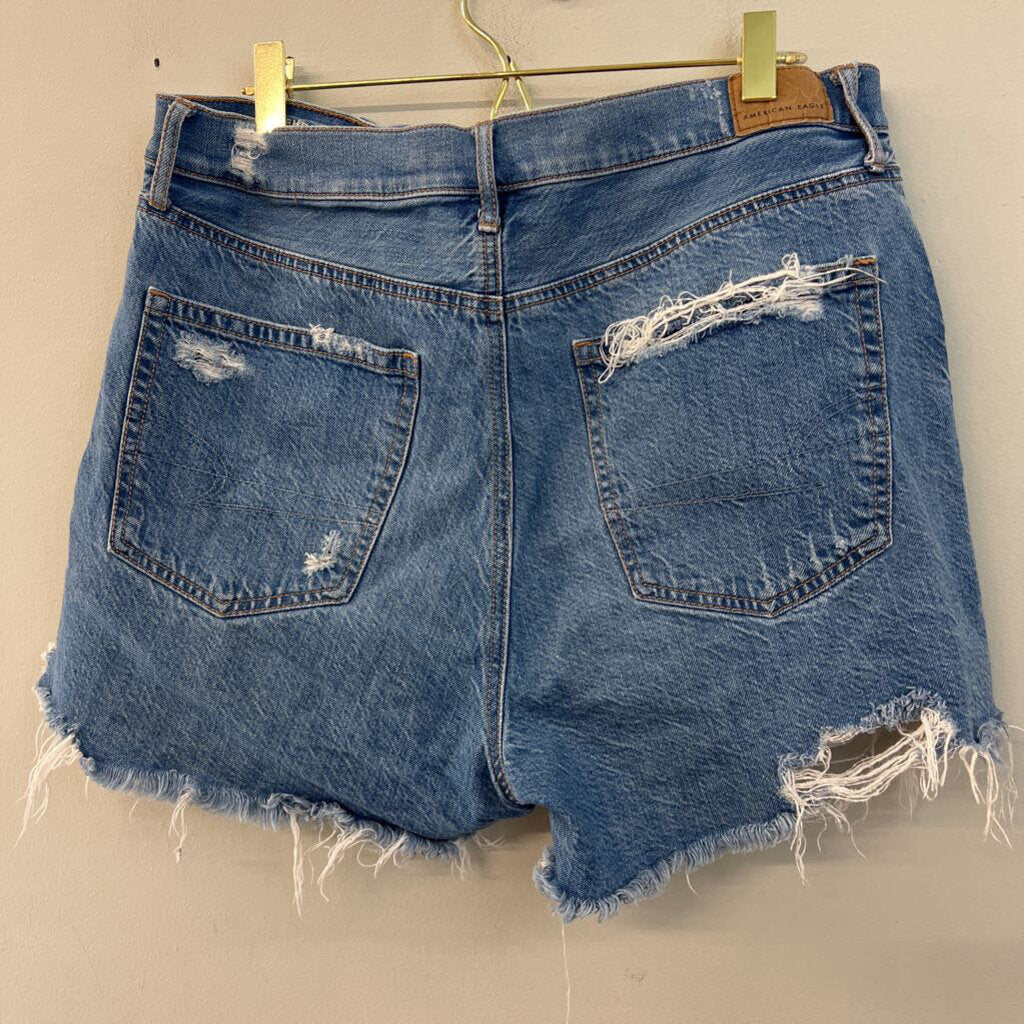 American Eagle Medium Wash Distressed Denim Shorts 14