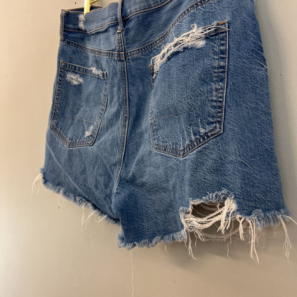 American Eagle Medium Wash Distressed Denim Shorts 14
