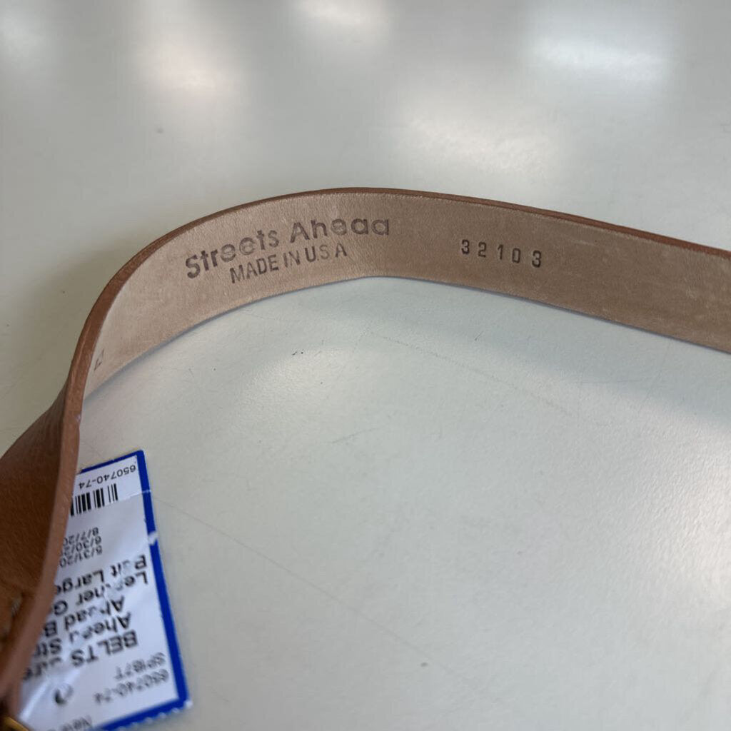 Streets Ahead Brown Leather Gold Chain Belt Large