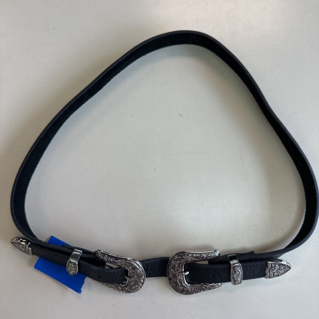 Below The Belt Black Suede Silver Buckle Belt Large