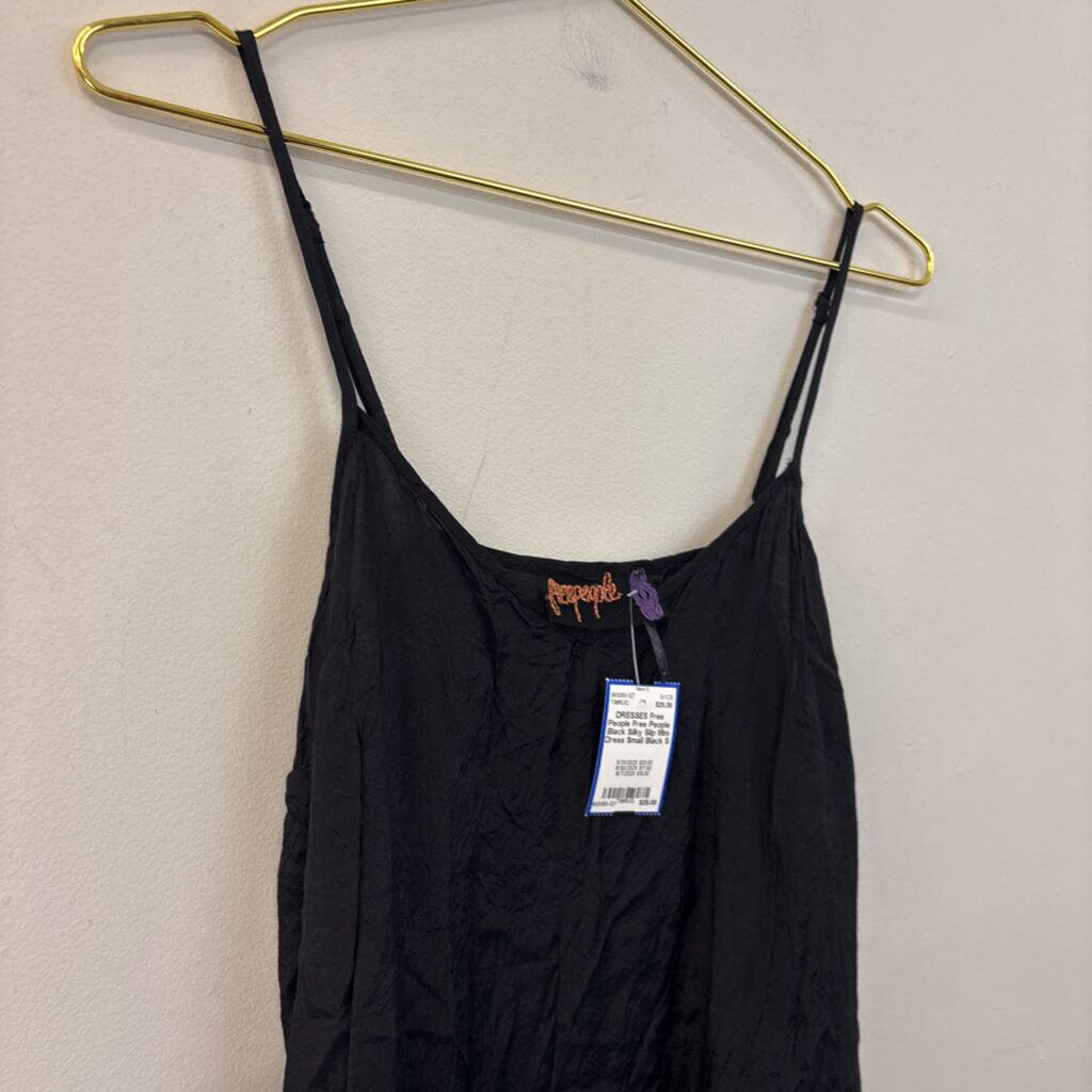 Free People Black Silky Slip Mini Dress Small