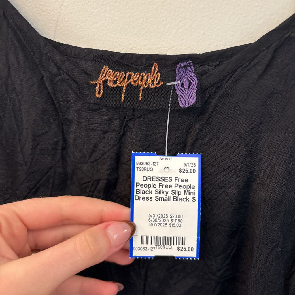 Free People Black Silky Slip Mini Dress Small