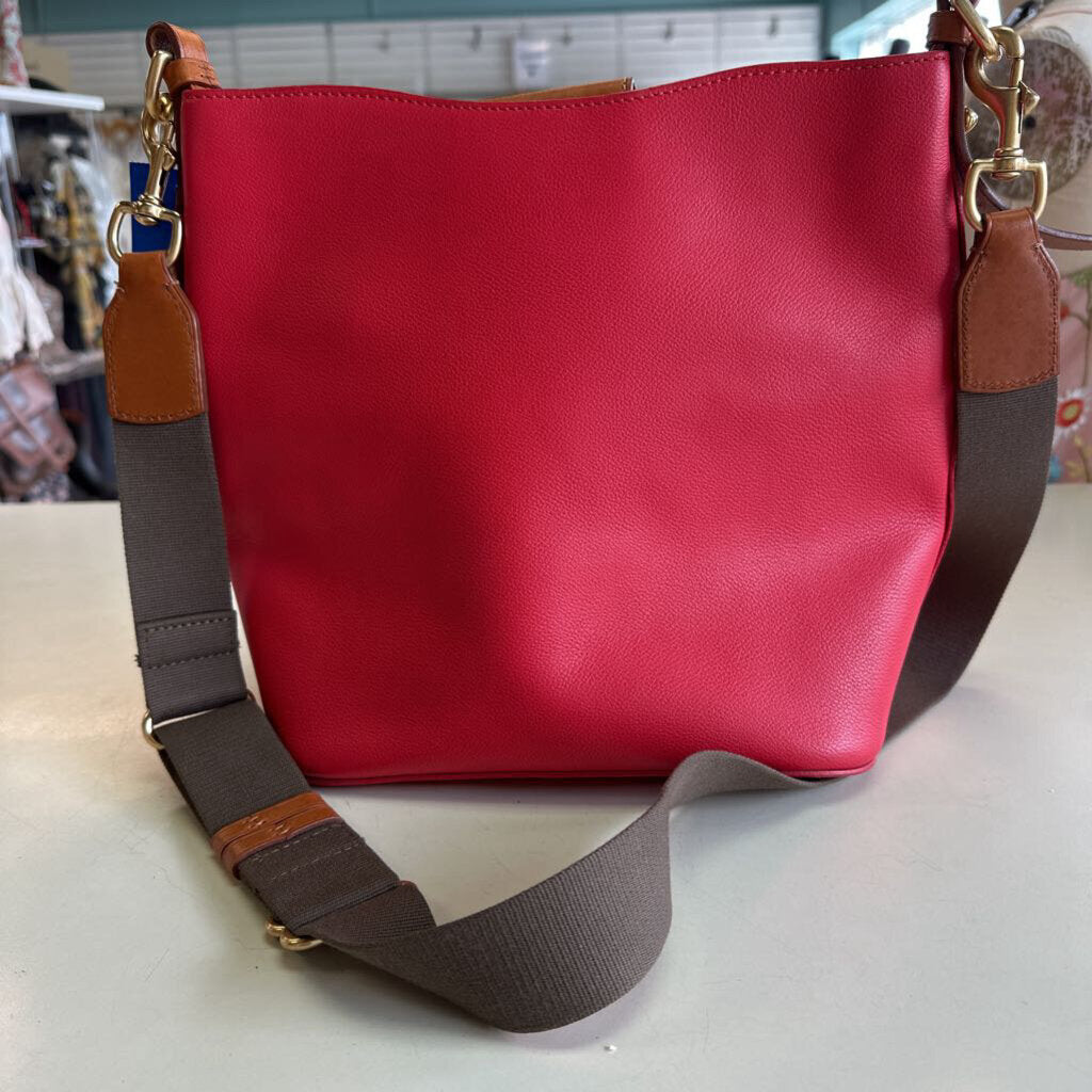 Dooney and Bourke Red Leather Canvas Strap Purse
