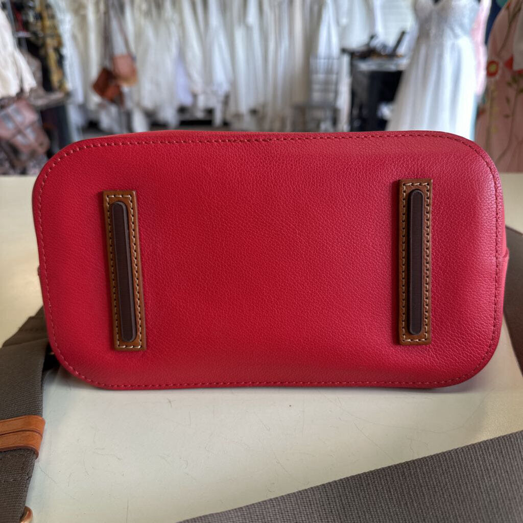 Dooney and Bourke Red Leather Canvas Strap Purse
