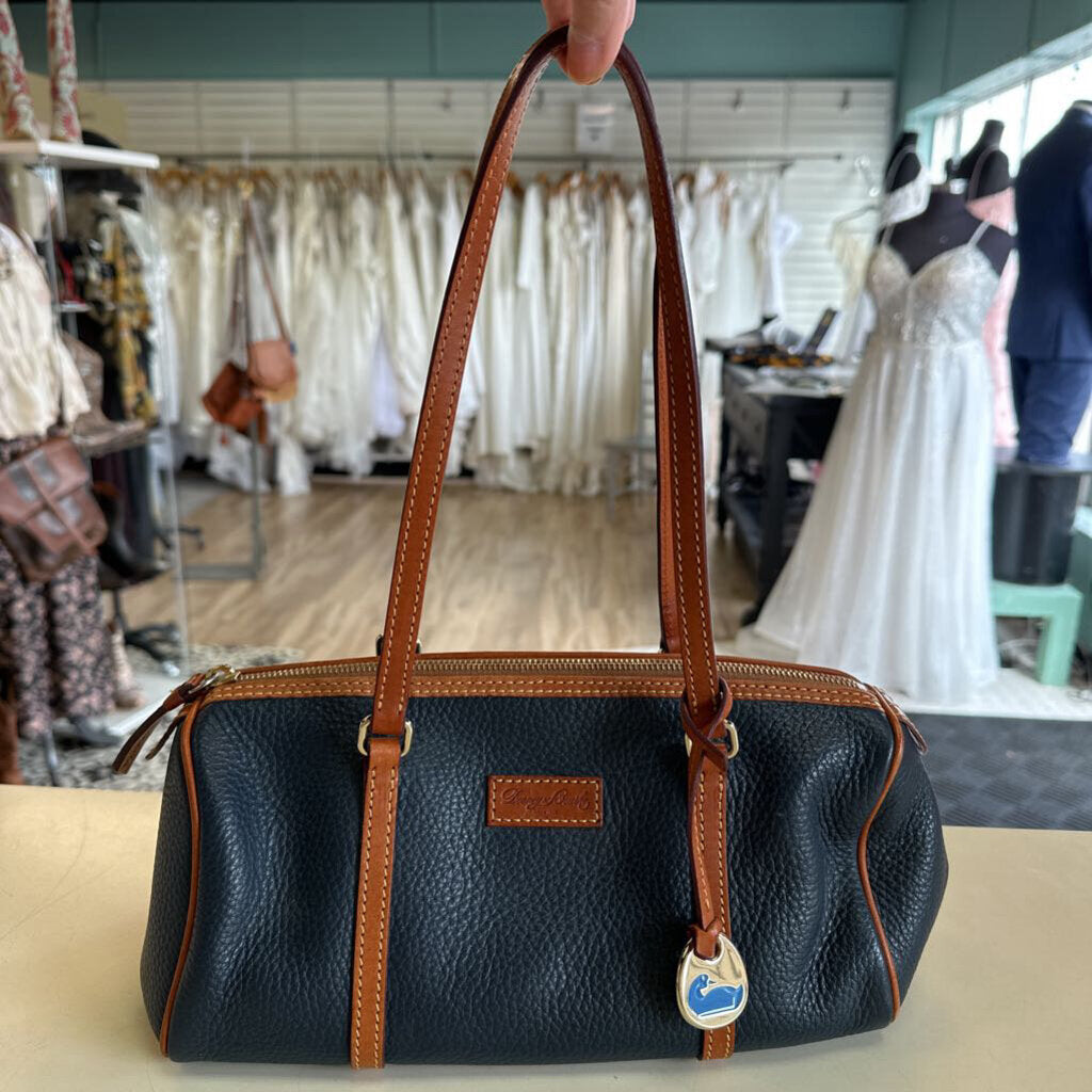 Dooney and Bourke Navy/ Brown Pebbled Leather Small Purse