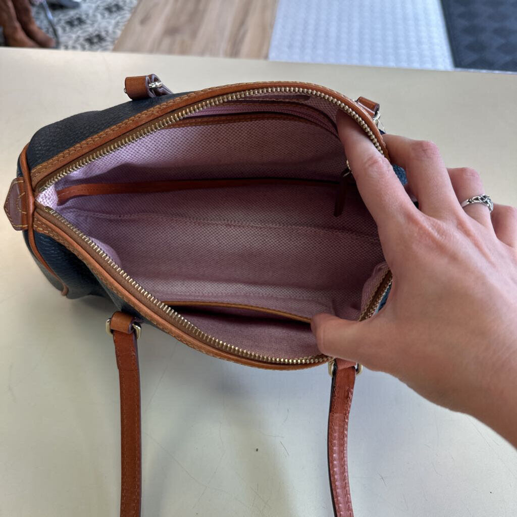 Dooney and Bourke Navy/ Brown Pebbled Leather Small Purse