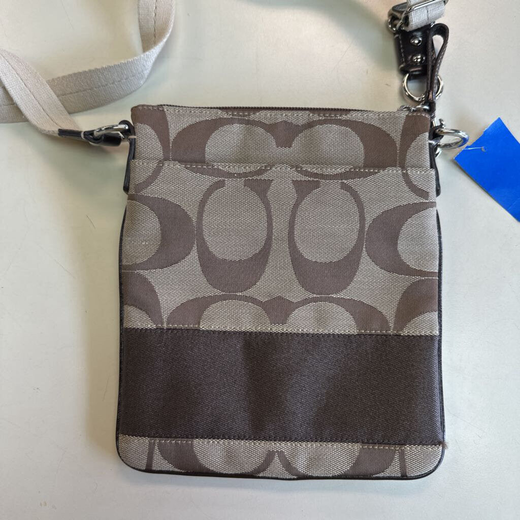 Coach Brown Canvas Signature Print Crossbody Purse