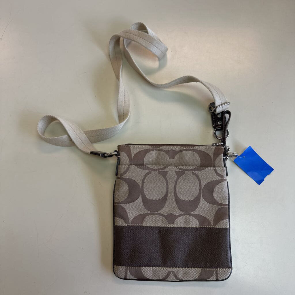 Coach Brown Canvas Signature Print Crossbody Purse