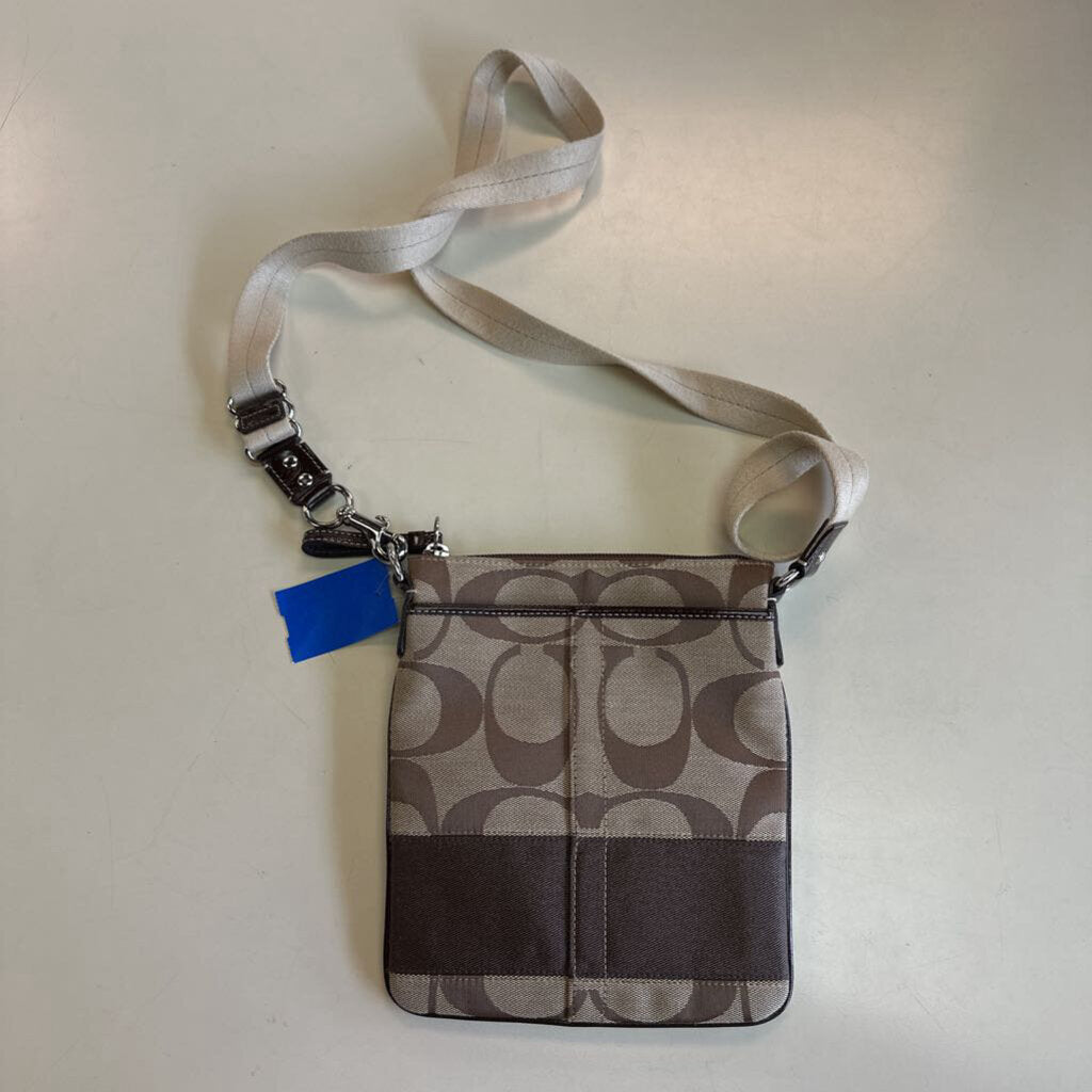 Coach Brown Canvas Signature Print Crossbody Purse