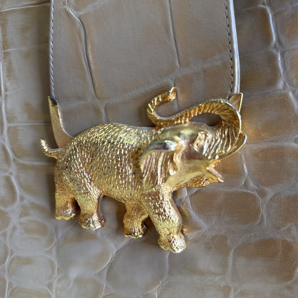 Vintage Atalla Handbags Gold Crocodile Leather Gold Elephant Closure Purse