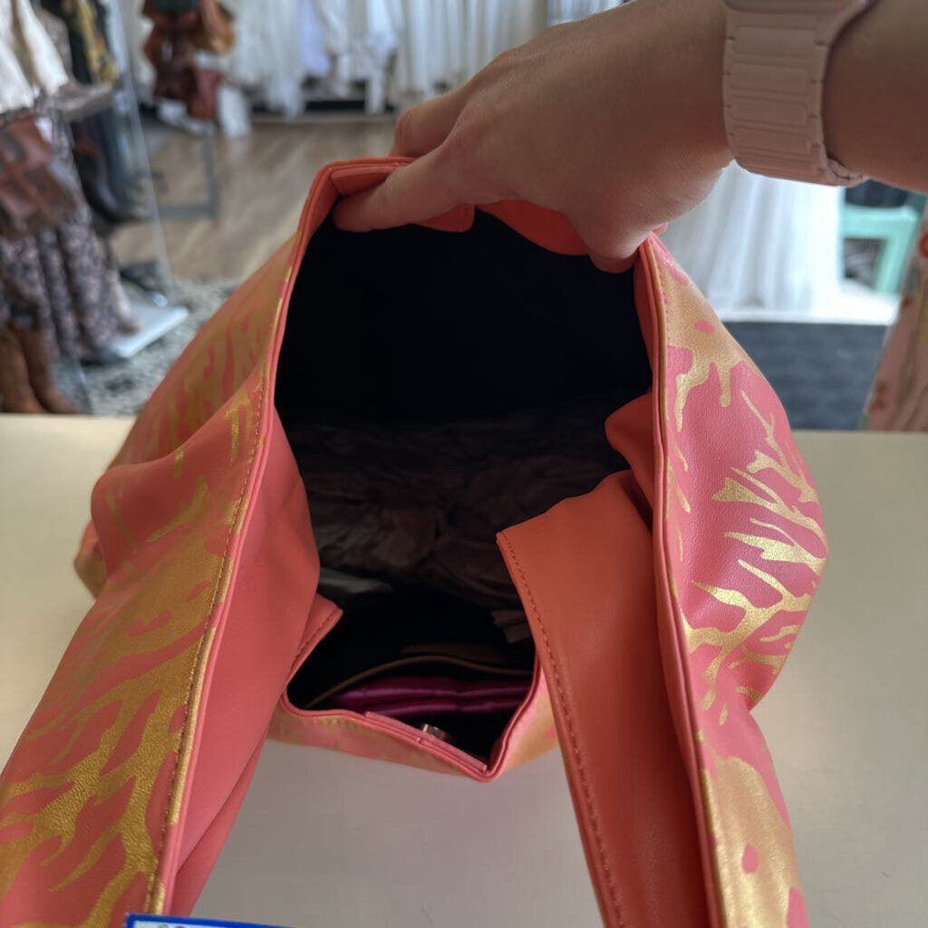 Sassy Jones Pink/ Gold Coral Print Purse