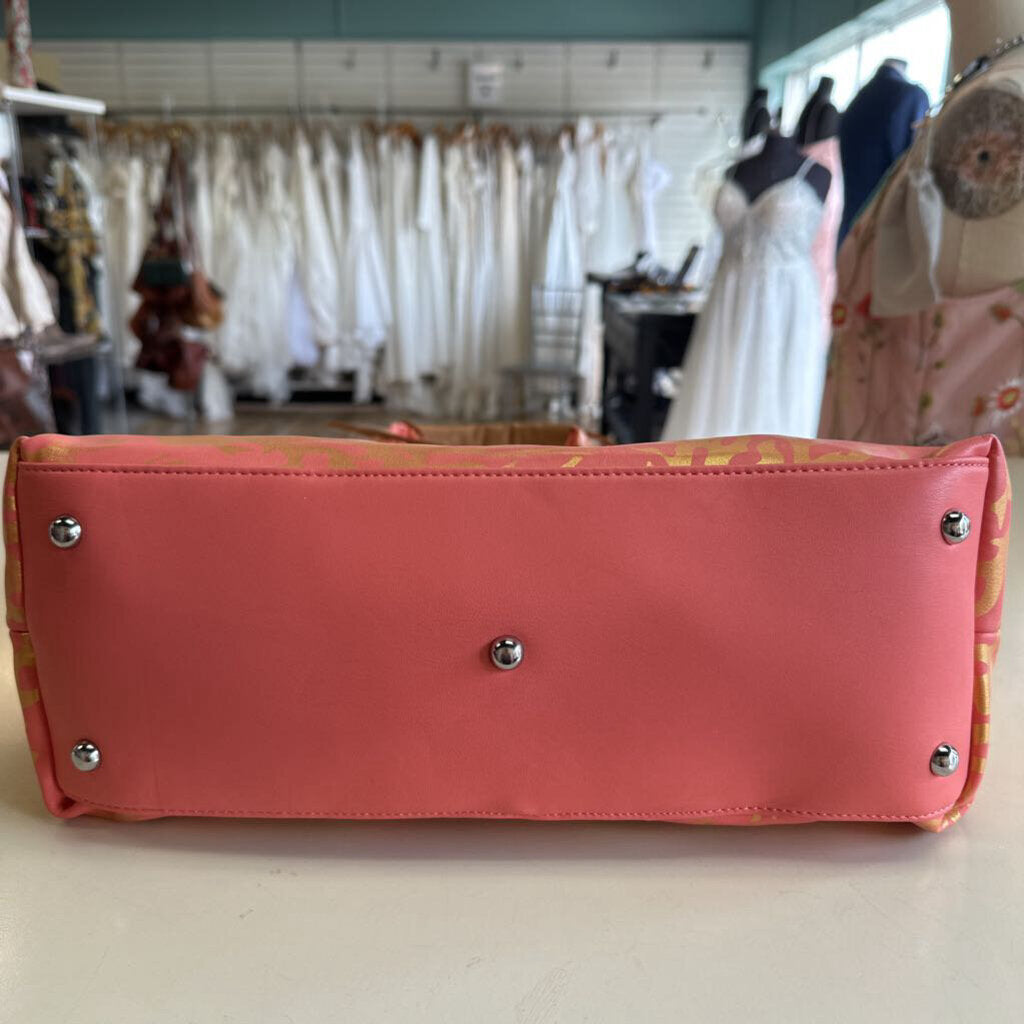 Sassy Jones Pink/ Gold Coral Print Purse