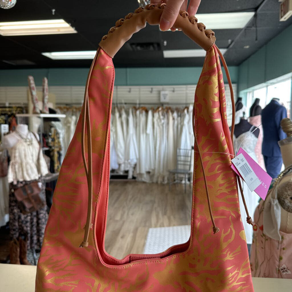 Sassy Jones Pink/ Gold Coral Print Purse