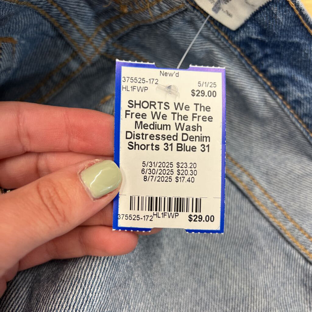 We The Free Medium Wash Distressed Denim Shorts 31