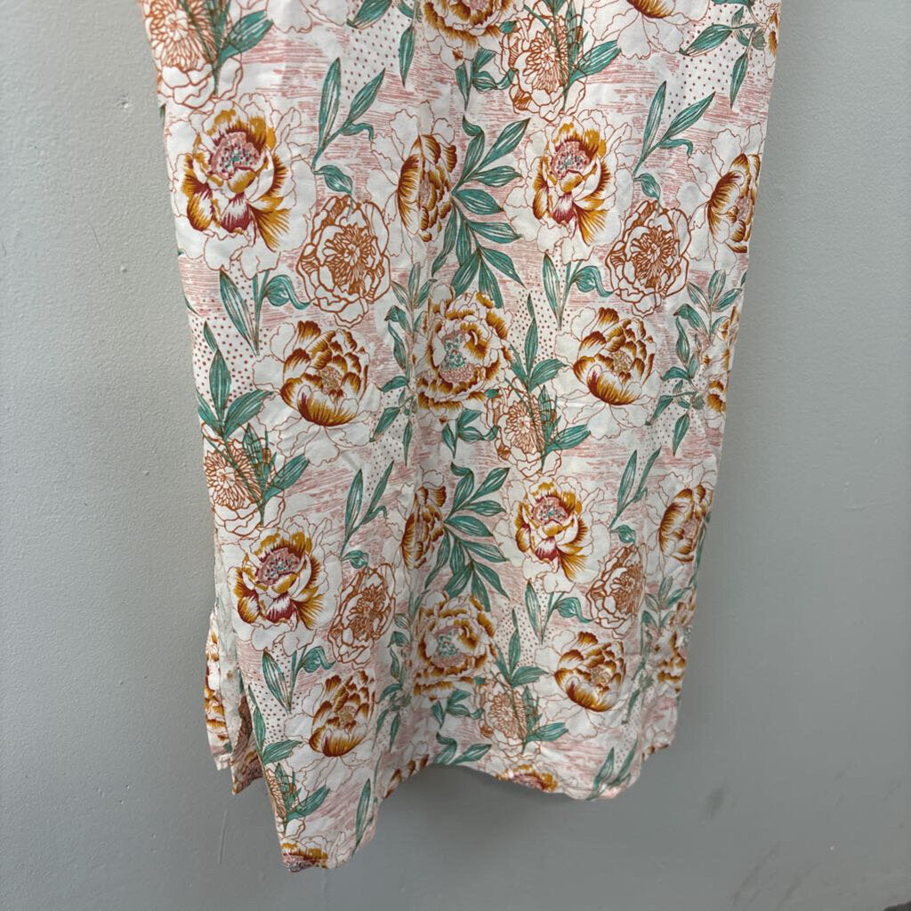 World Market Beige/ Brown/ Blue Print Maxi Dress L/XL