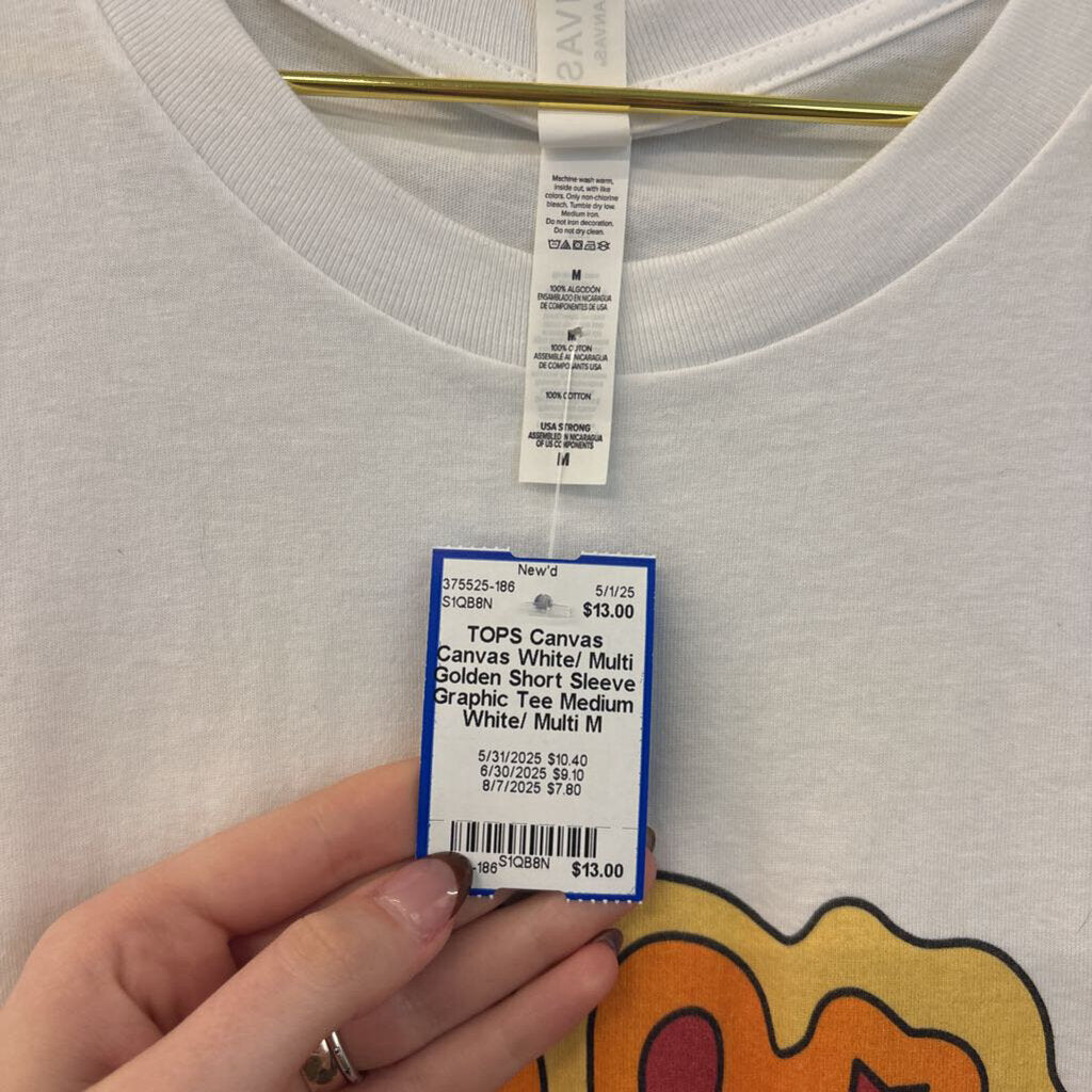 Canvas White/ Multi Golden Short Sleeve Graphic Tee Medium
