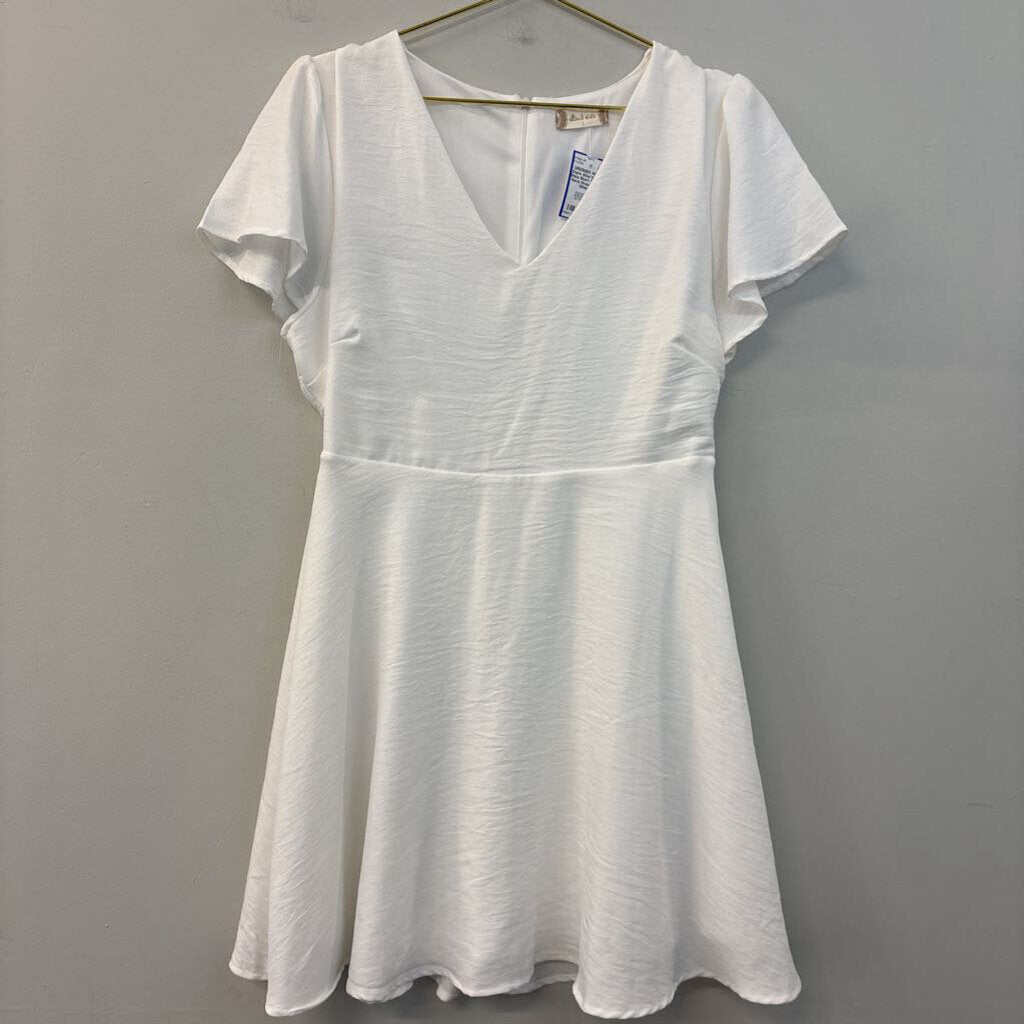 Altar'd State White Short Sleeve V Neck Dress Large