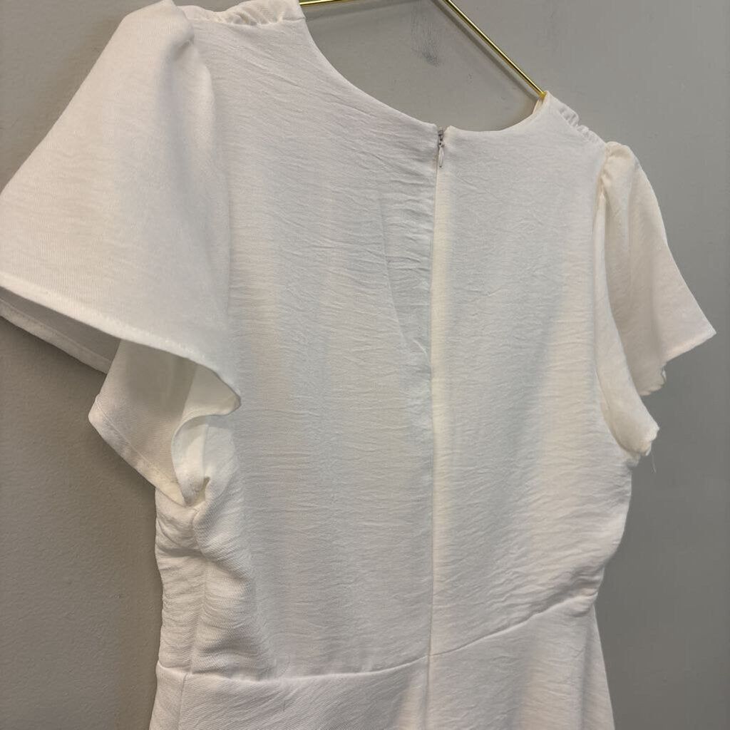Altar'd State White Short Sleeve V Neck Dress Large
