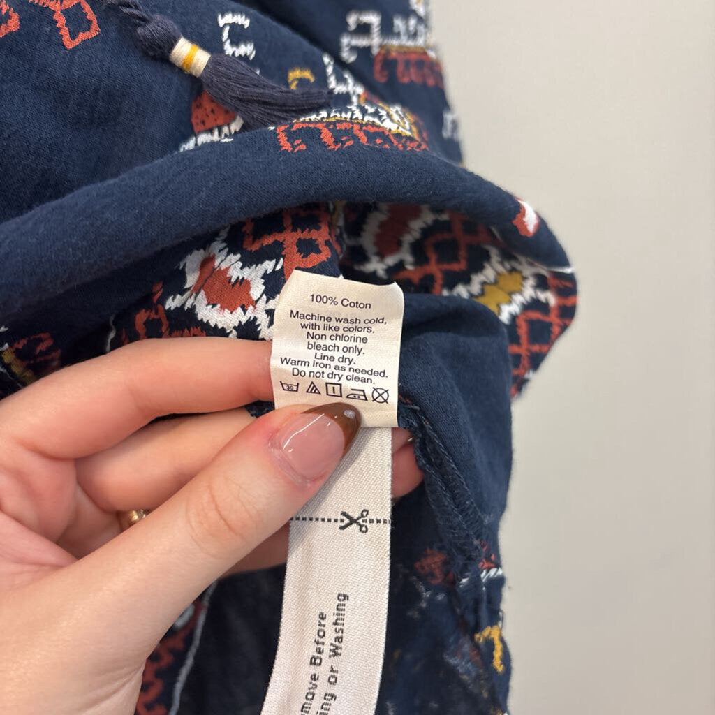 Madewell Navy/ Multi Print Long Sleeve Top Small