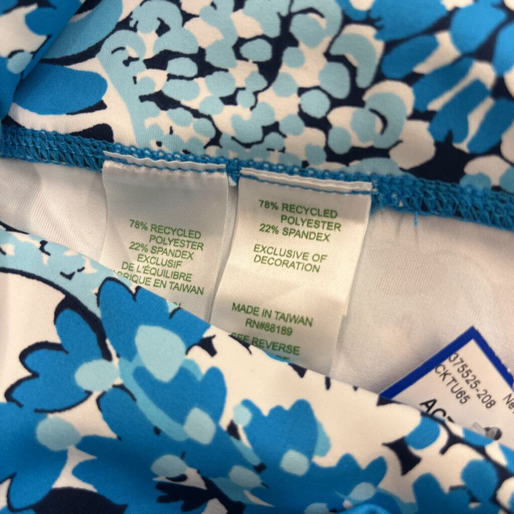 Lilly Pulitzer Luxletic Blue/ White Print Biker Shorts Large