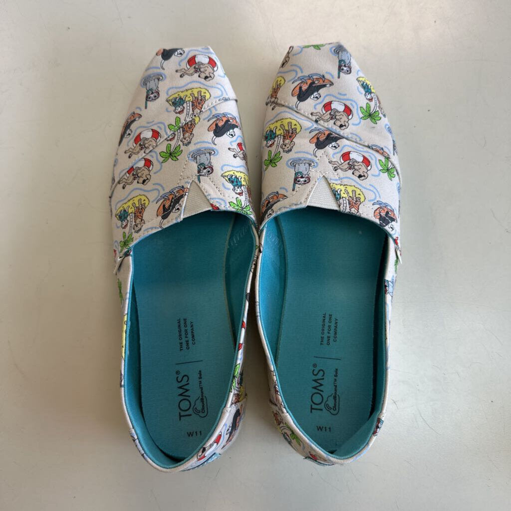Toms Alpargata Beige/ Multi Dog Print Shoes 11
