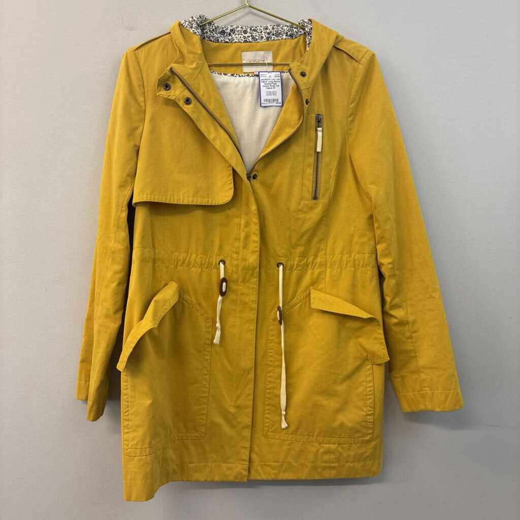 Loft Yellow Long Sleeve Hooded Rain Jacket Small Tall