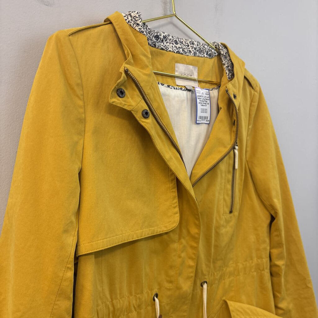 Loft Yellow Long Sleeve Hooded Rain Jacket Small Tall