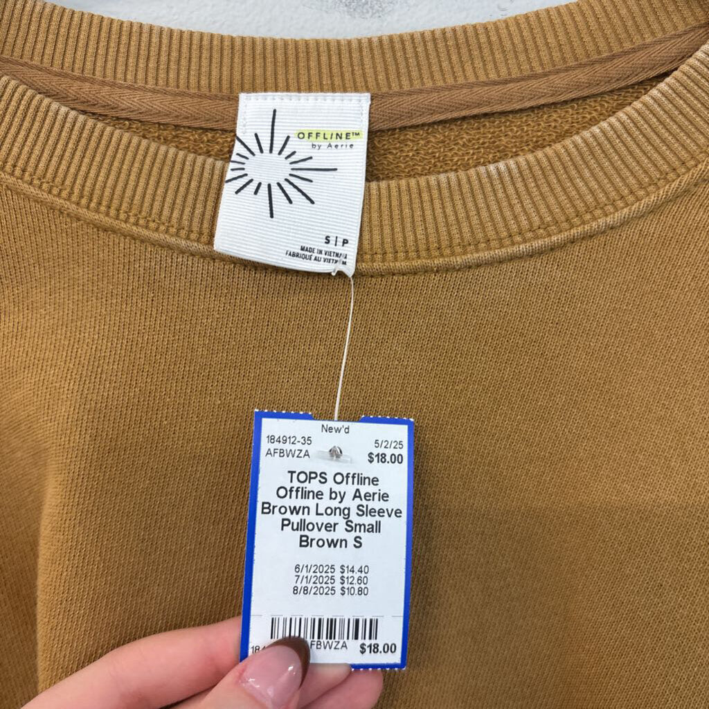 Offline by Aerie Brown Long Sleeve Pullover Small