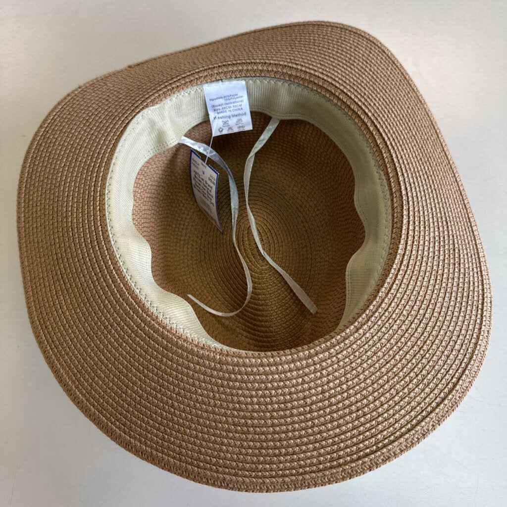 Brown Natural Woven Hat Black Band One Size