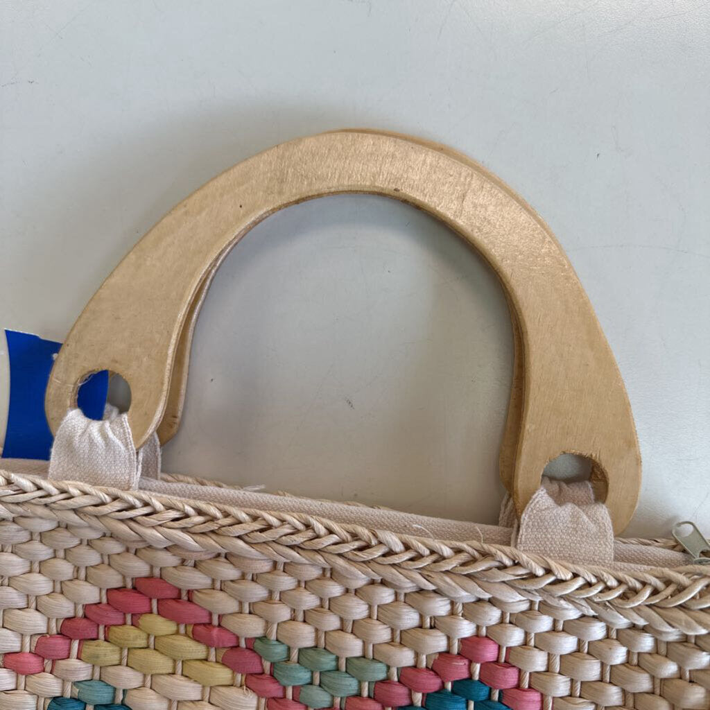 Natural/ Multi Woven Straw Purse