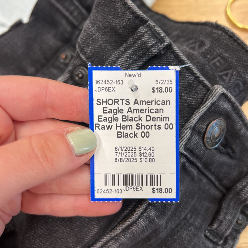 American Eagle Black Denim Raw Hem Shorts 00