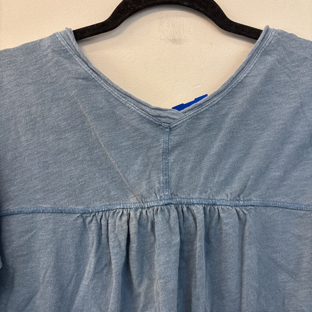 Pilcro Blue Long Sleeve Ruffle Hem Top Extra Small