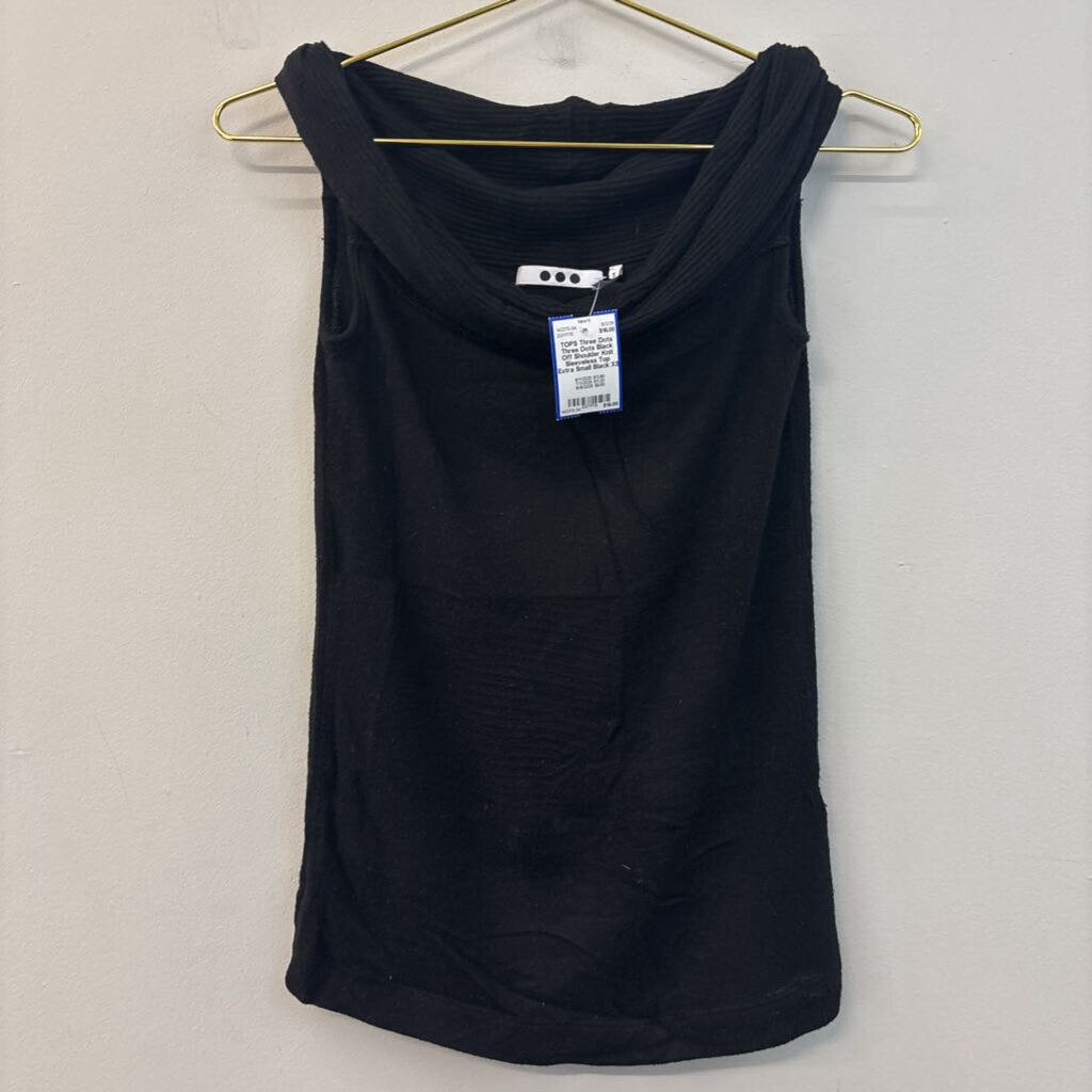 Three Dots Black Off Shoulder Knit Sleeveless Top Extra Small