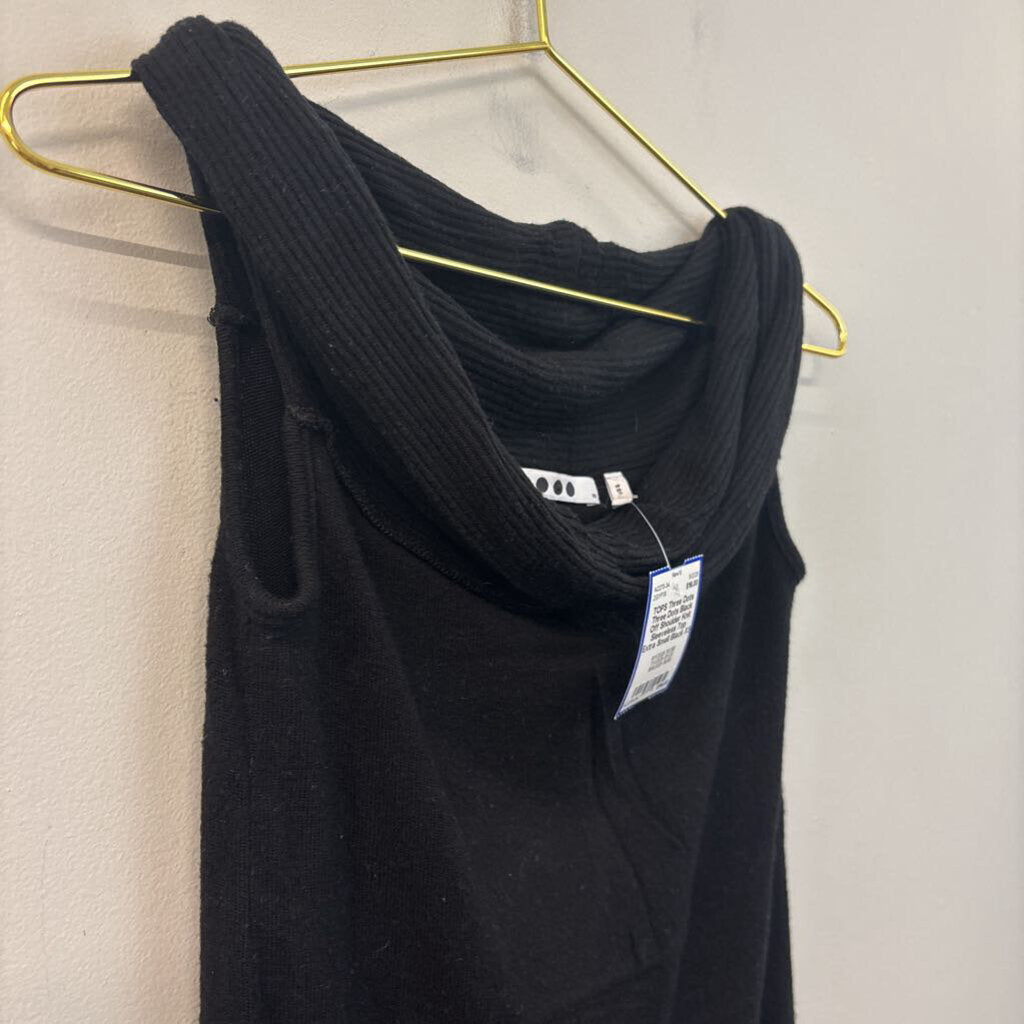 Three Dots Black Off Shoulder Knit Sleeveless Top Extra Small