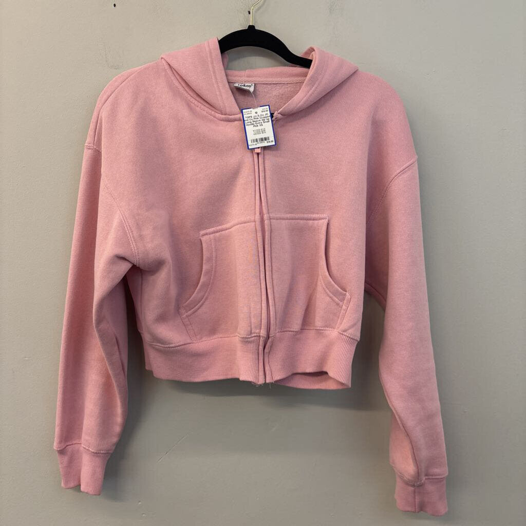 JO and Co Pink Cropped Long Sleeve Zip Up Hoodie Extra Small