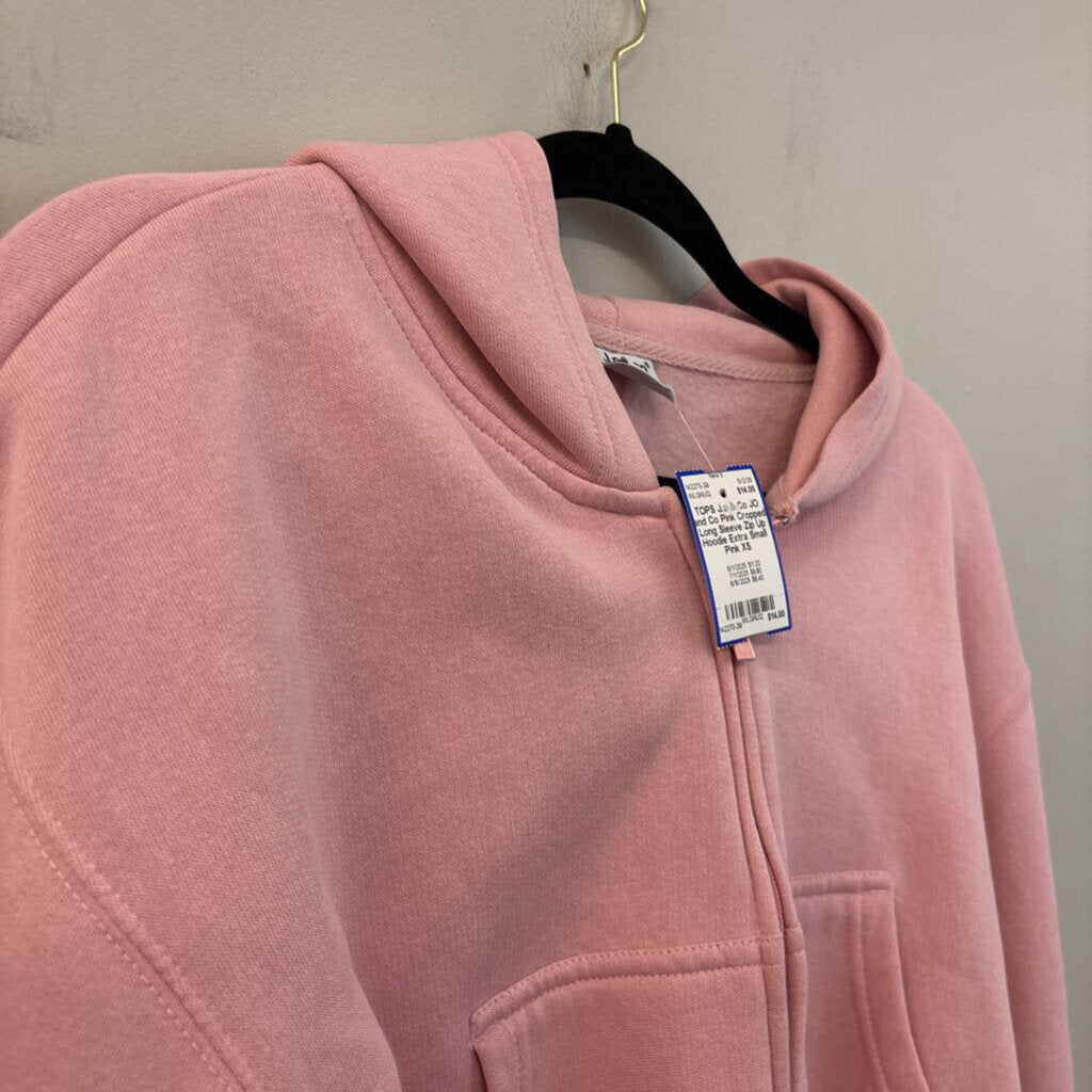 JO and Co Pink Cropped Long Sleeve Zip Up Hoodie Extra Small