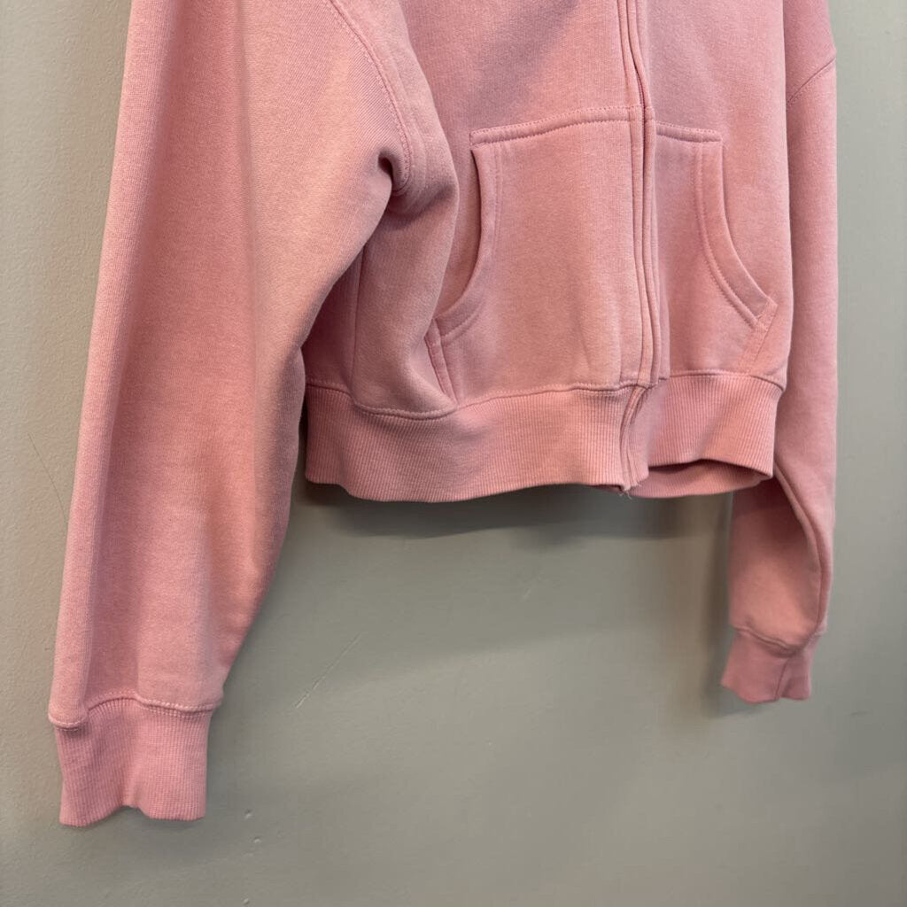 JO and Co Pink Cropped Long Sleeve Zip Up Hoodie Extra Small