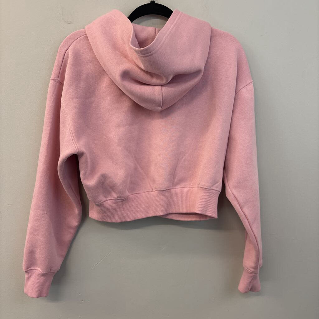 JO and Co Pink Cropped Long Sleeve Zip Up Hoodie Extra Small