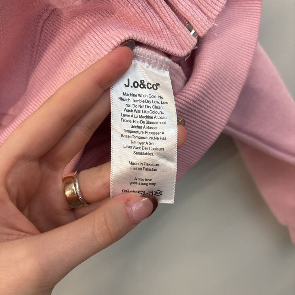 JO and Co Pink Cropped Long Sleeve Zip Up Hoodie Extra Small