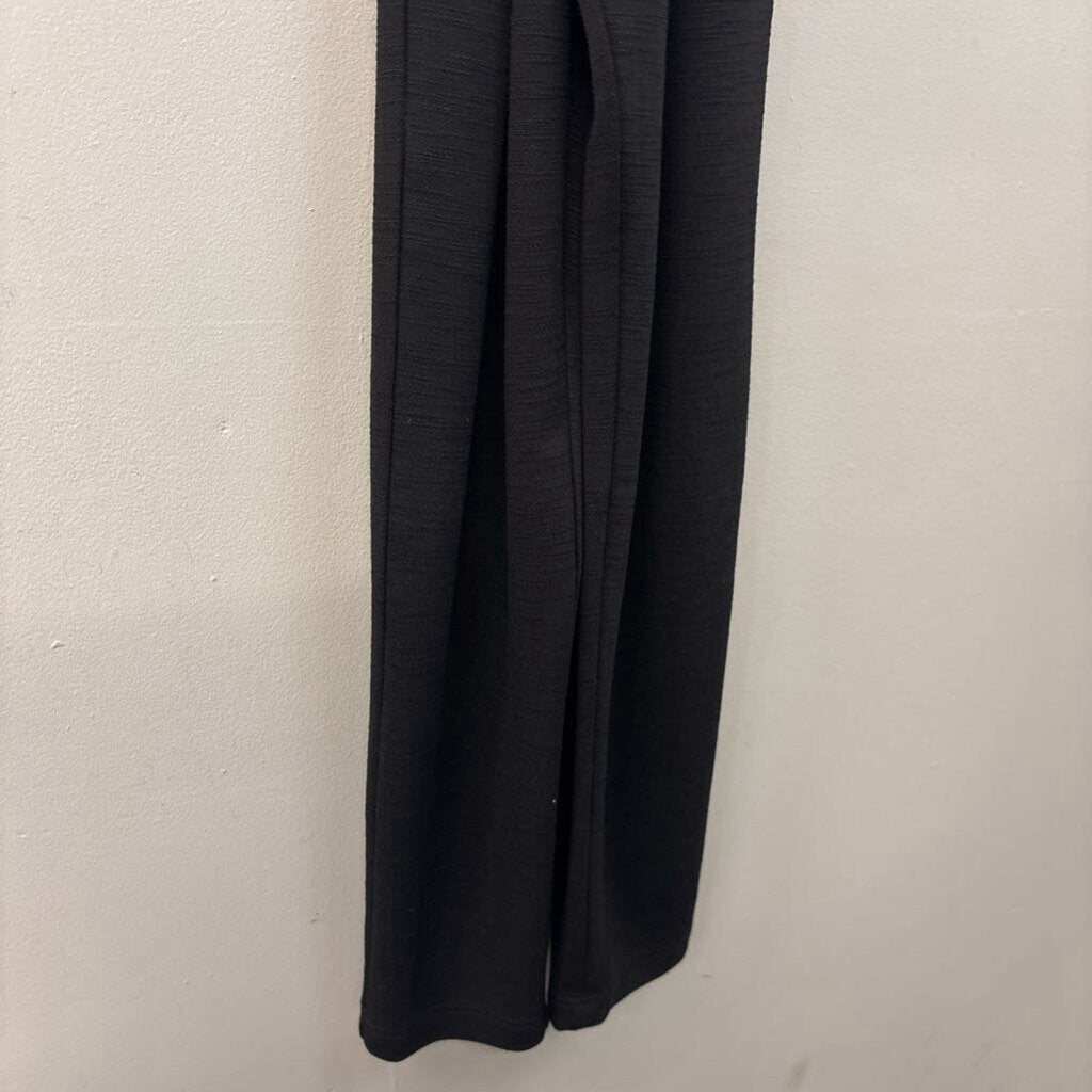 Anthropologie Black Textured Tie Waist Jumpsuit XXS