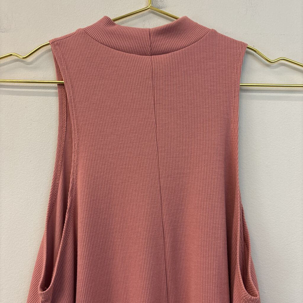 PP LA Mauve Pink Ribbed Mock Neck Sleeveless Dress Small